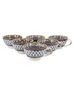 Meritage Otis 6 Piece 27 Ounce Stoneware Soup Bowl with Handle Set in Gray
