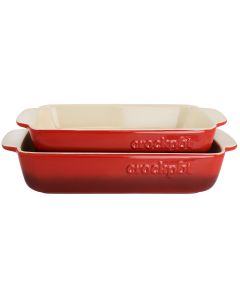 Crock Pot Artisan 2 Piece Stoneware Bake Pans in Gradient Red