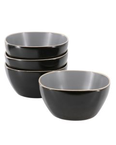 Hometrends Soho Lounge 4 Piece 6 Inch Stoneware Bowl Set in Grey