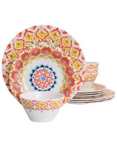 Laurie Gates California Designs Tamayo 12 Piece Melamine Dinnerware Set in Multi-Color