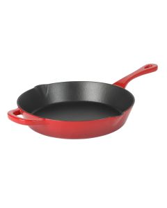 Crock-Pot Artisan 10 Inch Enameled Cast Iron Round Skillet in Gradient Red
