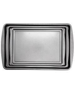 Gibson Home Love To Bake Nonstick Steel Jelly Roll 3 Piece Baking Sheet Set in Gray