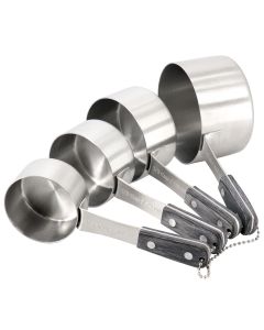 Oster Blakeley 4 Piece Stainless Steel Measuring Cup Set in Dark Gray with Wood Handles