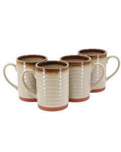 Gibson Home Terra Bella 4 Piece 18.5 Ounce Terracotta Mug Set in Smoke