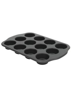Oster Teston Platinum Collection 12-Cup Nonstick Carbon Steel Muffin Pan in Matte Black