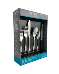 Gibson Home Trillium Plus 24 Piece Stainless Steel Flatware Set with 4 Steak Knives