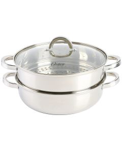 Oster Sangerfield 3 Piece 11 Inch Stainless Steel Everyday Pan with Steamer and Lid