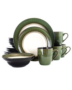 Elama Grand Jade 16 Piece Luxurious Stoneware Dinnerware with Complete Setting for 4, 16pc