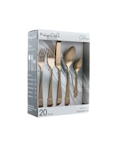 MegaChef Gibbous 20 Piece Flatware Utensil Set, Stainless Steel Silverware Metal Service for 4 in Rose Gold Matte