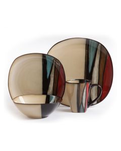 Gibson Elite Althea 16-Piece Stoneware Dinnerware Set, Red