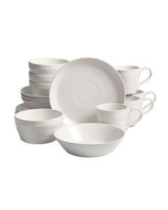 Gibson Milbrook 16 Piece Round Stoneware Dinnerware Set in White