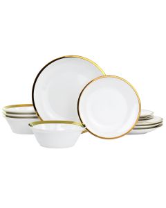 Gibson Home Premier Gold Fine Ceramic 12 Piece Dinnerware Set