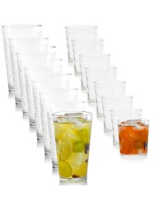 Gibson Home Great Foundations 16 Piece Tumbler and Double Old Fashioned Glass Set in Square Pattern