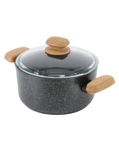 Korkmaz Montana 2 Piece 3 Liter Aluminum Nonstick Casserole Dish with Lid and Faux Wood Handles
