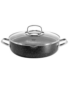 Korkmaz Galaksi Non Stick 11 Inch 4.5 Liter Low Casserole with Lid in Black