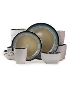Elama Modern Dot 16 Piece Luxurious Stoneware Dinnerware with Complete Setting for 4