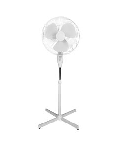 Optimus 16 in. Oscillating Stand Fan in White