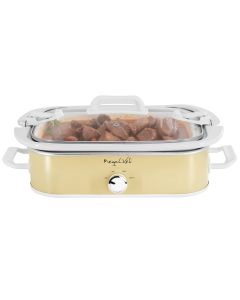 MegaChef 3.5 Quart Casserole Slow Cooker with 3 Temperature Settings in Cream